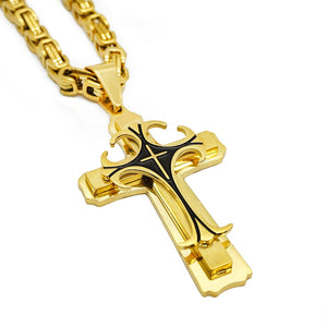 Corrente com crucifixo "Nobreza Bizantina" banhada a ouro 18k