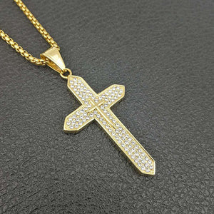 Colar Masculino com crucifixo de Cristais