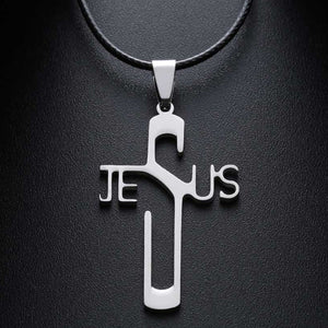 Colar unissex "Jesus é Super" prata em titânio