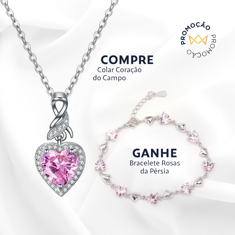 PROMO compre colar Coração do Campo e ganhe bracelete Rosas da Pérsia