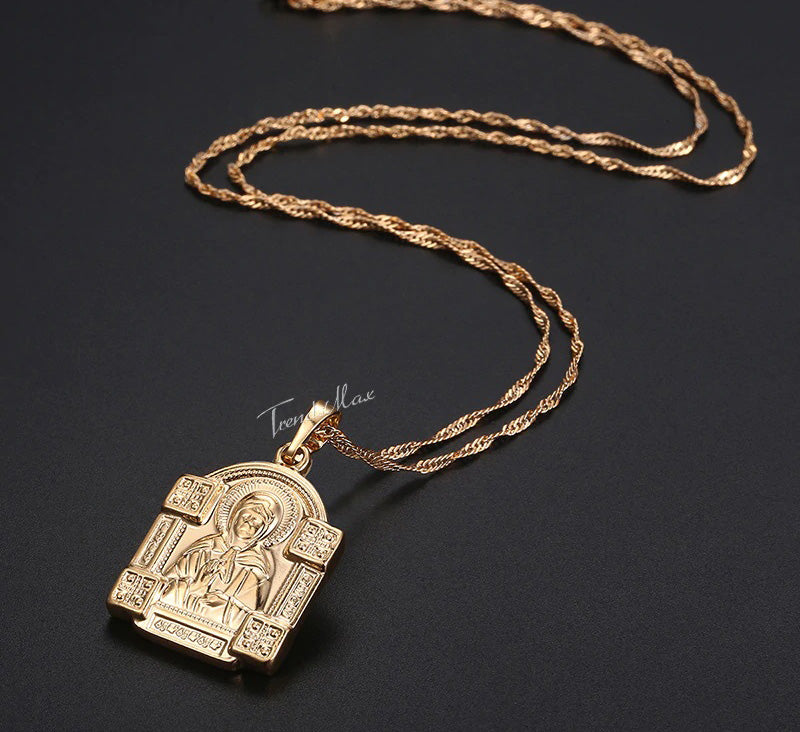 Colar com pingente feminino Virgem Maria